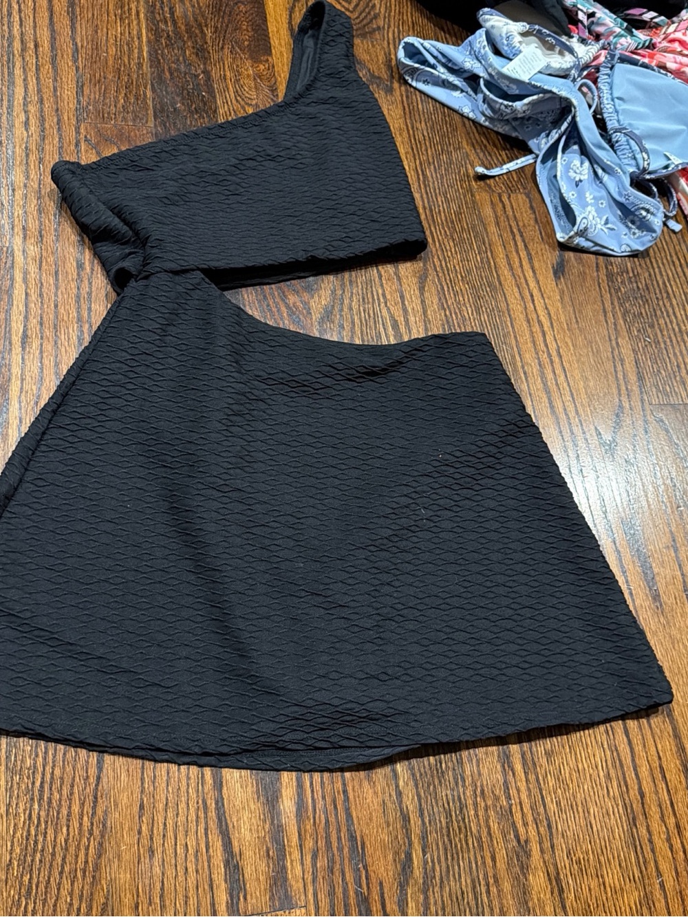 Victoria's Secret Black Textured One-Shoulder One-Piece